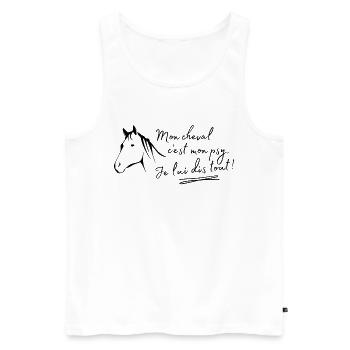 Mon cheval c'est mon psy Je lui dis tout - Débardeur bio Premium Homme - blanc - Devant - Michal (187cm)