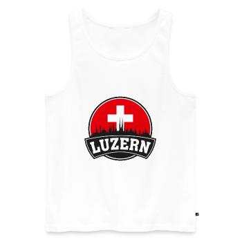 Luzern Suisse Skyline Travel Souvenir Swiss F - Débardeur bio Premium Homme - blanc - Devant - AI Model Male 178 light (178cm)