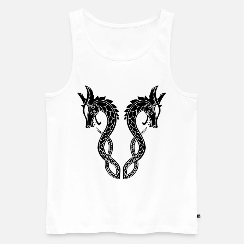 Schwarzer Drache mit zwei Köpfen - Männer Premium Bio Tank Top - Weiß