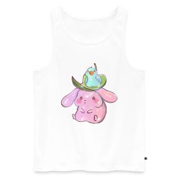T-shirt Lapin et Perroquet – T-shirt Maman Animal Drôle - Débardeur bio Premium Homme - blanc - Devant - Michal (187cm)