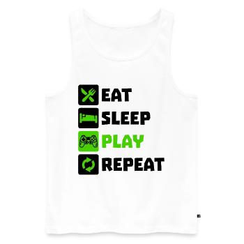 Manger Dormir Répétition Jeux Gamer Gaming - Débardeur bio Premium Homme - blanc - Devant - Michal (187cm)