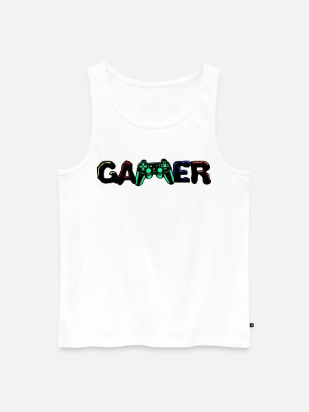 Gamer Games Zocker Controller Game Console Player - Men's Premium Organic Tank Top - white