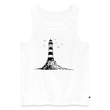 Lighthouse, lighthouse, ship, rock sea holiday - Men's Premium Organic Tank Top - white - Front - Michal (187cm)