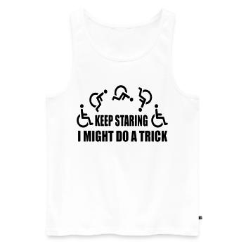 Starr weiter, dann mache ich einen Rollstuhltrick # - Männer Premium Bio Tank Top - Weiß - Vorne - AI Model Male 178 light (178cm)
