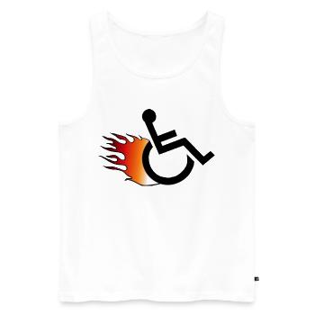 Fauteuil roulant enflammé. Fauteuil roulant avec flammes # - Débardeur bio Premium Homme - blanc - Devant - Michal (187cm)