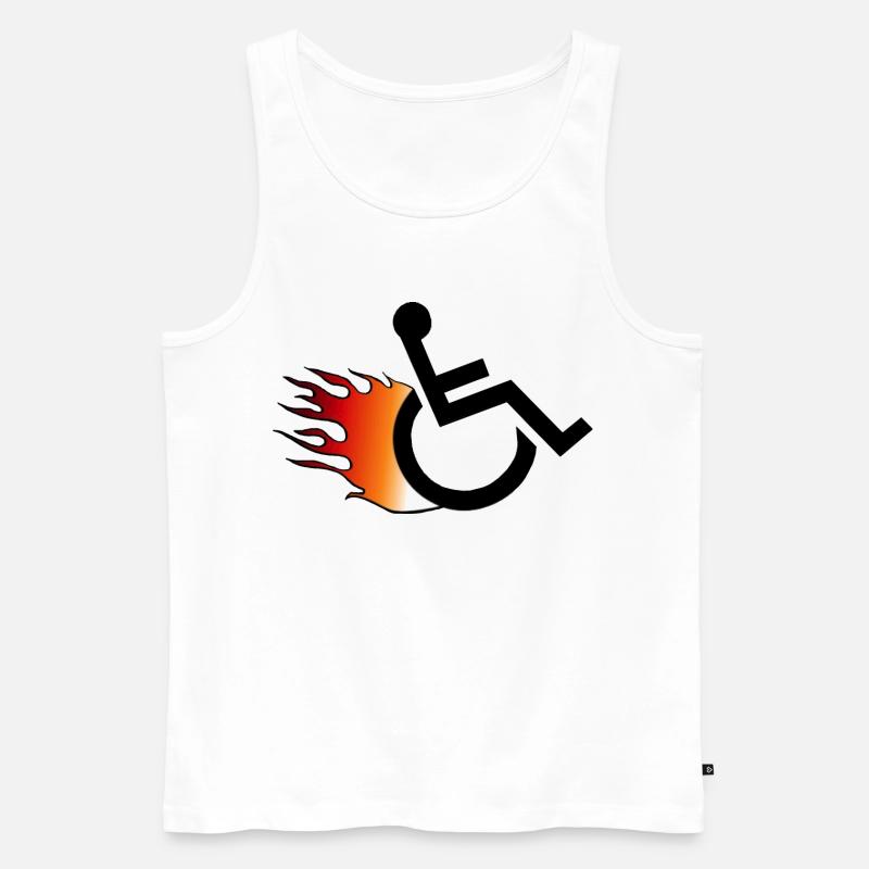 Flammender Rollstuhl. Rollstuhl mit Flammen # - Männer Premium Bio Tank Top - Weiß
