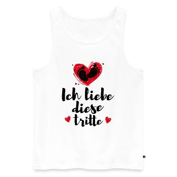 Amour bébé ventre coeur Enceinte Déclaration Pieds bébé - Débardeur bio Premium Homme - blanc - Devant - Michal (187cm)