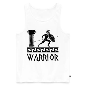 Griechischer Krieger schwarze Hoplite - Männer Premium Bio Tank Top - Weiß - Vorne - AI Model Male 178 light (178cm)