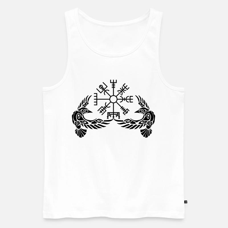 Schwarze Krähen und Wikingerkompass - Männer Premium Bio Tank Top - Weiß