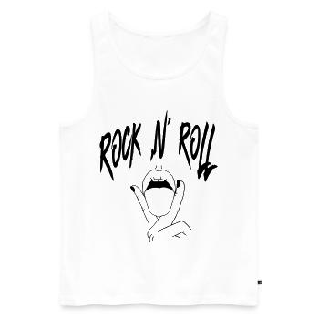 Rock N Roll Hand Gesture Typography Design - Männer Premium Bio Tank Top - Weiß - Vorne - AI Model Male 178 light (178cm)