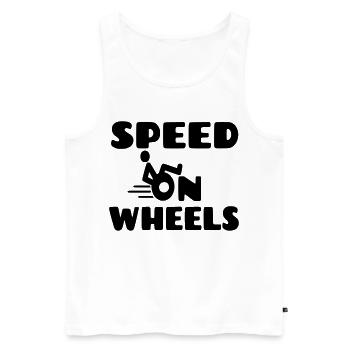 Vitesse sur roues, utilisateurs de fauteuils roulants de course * - Débardeur bio Premium Homme - blanc - Devant - Michal (187cm)