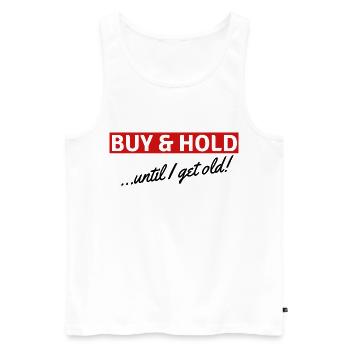 Buy & Hold - Investor - Männer Premium Bio Tank Top - Weiß - Vorne - AI Model Male 178 light (178cm)