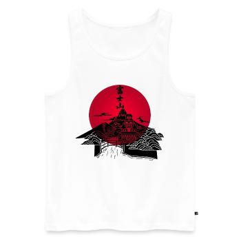 Paysage japonais noir et soleil rouge - Débardeur bio Premium Homme - blanc - Devant - AI Model Male 178 light (178cm)