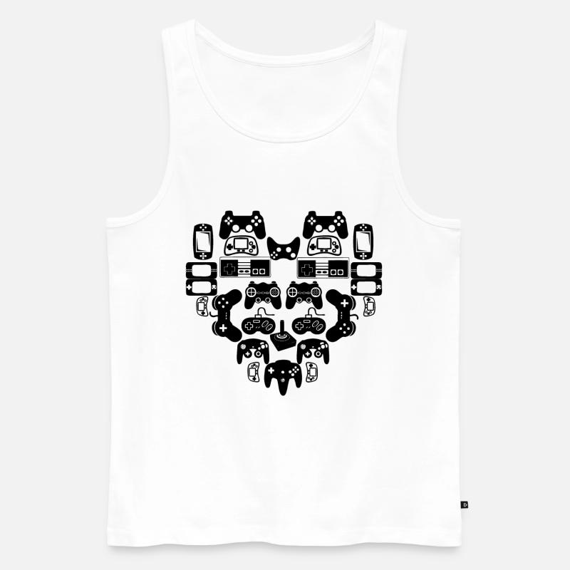 Herz Controller Joystick Gamer Zocker - Männer Premium Bio Tank Top - Weiß