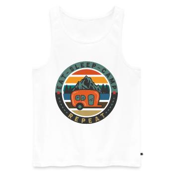 Vintage Retro Funny Camping Quote Badge Adventure - Men's Premium Organic Tank Top - white - Front - Michal (187cm)