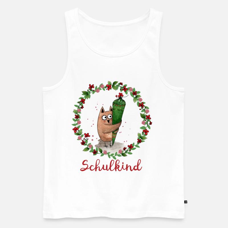 Schulkind Eule - Männer Premium Bio Tank Top - Weiß