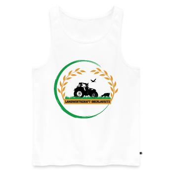 Logo - Männer Premium Bio Tank Top - Weiß - Vorne - AI Model Male 178 light (178cm)