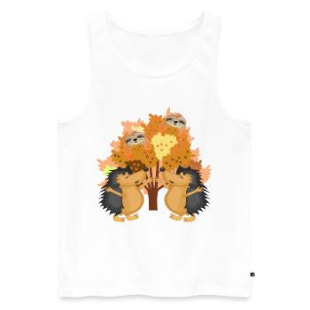 AUTUMN HEDGEHOGS SLOTHS - Men's Premium Organic Tank Top - white - Front - AI Model Male 178 light (178cm)