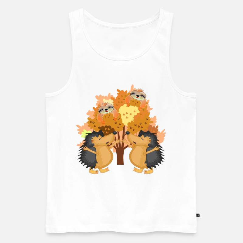 HERBST IGEL FAULTIERE - Männer Premium Bio Tank Top - Weiß