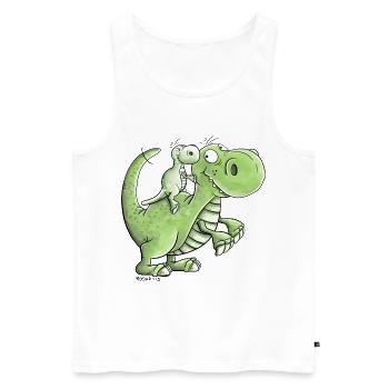 Frères et sœurs Dinosaure I Papa et Fils I Fille - Débardeur bio Premium Homme - blanc - Devant - Michal (187cm)