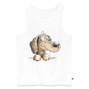 Joyeux teckel I Teckel I Chien - Débardeur bio Premium Homme - blanc - Devant - Michal (187cm)