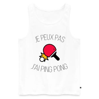 je peux pas j ai ping pong - Débardeur bio Premium Homme - blanc - Devant - Michal (187cm)