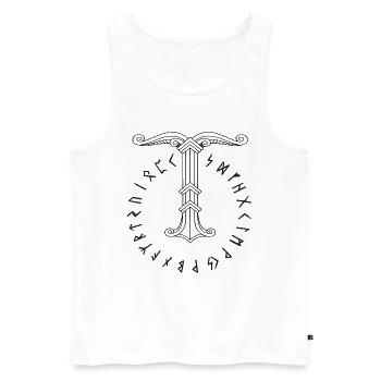 Irminsul Wikinger-Symbol - Männer Premium Bio Tank Top - Weiß - Vorne - AI Model Male 178 light (178cm)