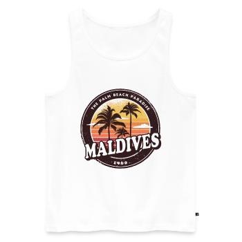Malediven Vintage Beach Design / Geschenkidee - Männer Premium Bio Tank Top - Weiß - Vorne - Michal (187cm)