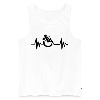 Bild: Rollstuhl, Herzschlag, entspannt # - Männer Premium Bio Tank Top - Weiß - Vorne - Michal (187cm)