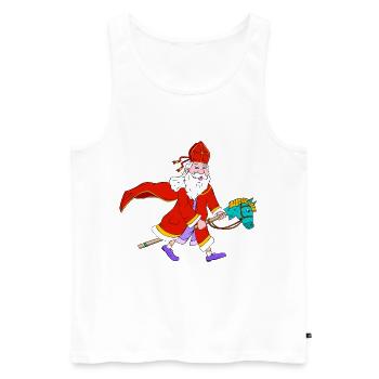 Saint Nicholas on Toy Hobby Horse - Men's Premium Organic Tank Top - white - Front - AI Model Male 178 light (178cm)