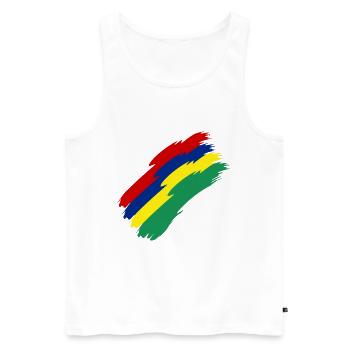 Couleurs du drapeau de l’île Maurice - Débardeur bio Premium Homme - blanc - Devant - Michal (187cm)