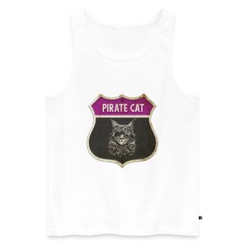 Cat Pirate Crest Design - Men's Premium Organic Tank Top - white - Front - AI Model Male 178 light (178cm)