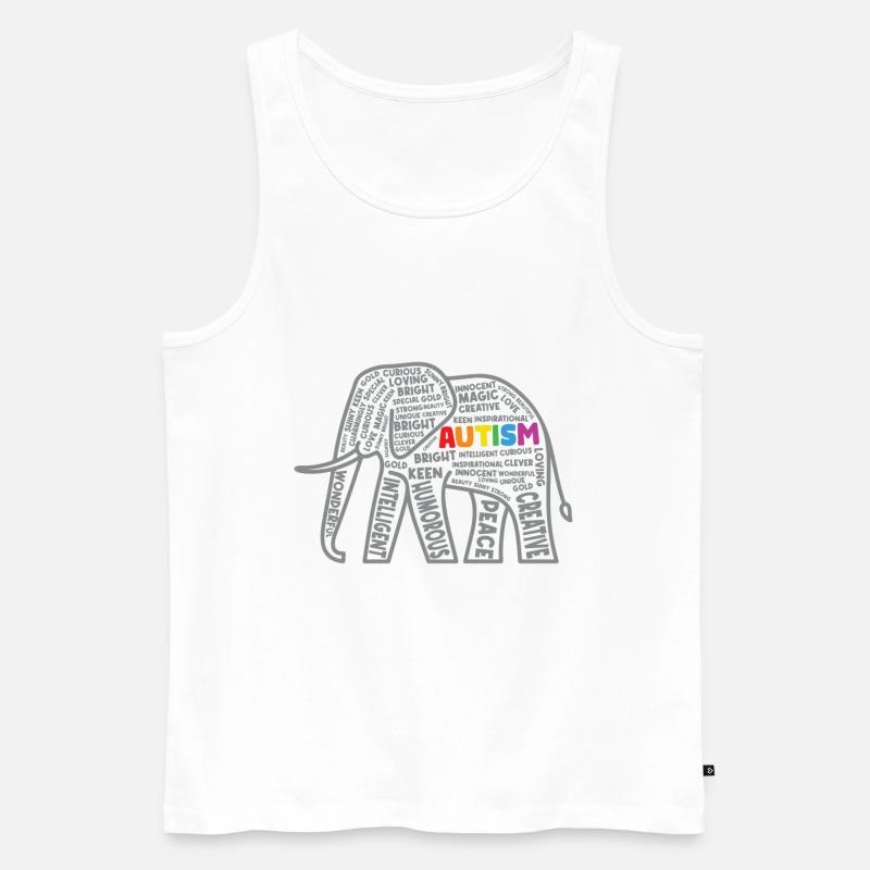 Autismus Bewusstsein Elefant Typografie - Männer Premium Bio Tank Top - Weiß