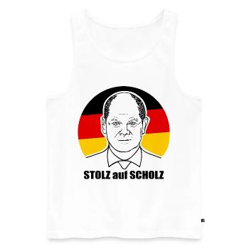 stolz auf Scholz, Bundeskanzler, Deutschland Shirt - Männer Premium Bio Tank Top - Weiß - Vorne - Michal (187cm)