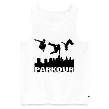 Parkour - Débardeur bio Premium Homme - blanc - Devant - Michal (187cm)