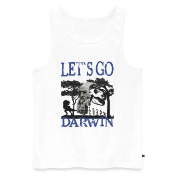 Charles Darwin Evolution textile Geschenkidee - Männer Premium Bio Tank Top - Weiß - Vorne - AI Model Male 178 light (178cm)
