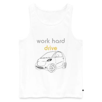 Work Hard Drive Tshirt | Auto - Männer Premium Bio Tank Top - Weiß - Vorne - Michal (187cm)