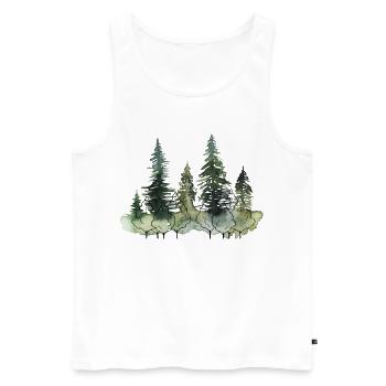 Waldwald Wasserfarben Landschaft - Männer Premium Bio Tank Top - Weiß - Vorne - Michal (187cm)
