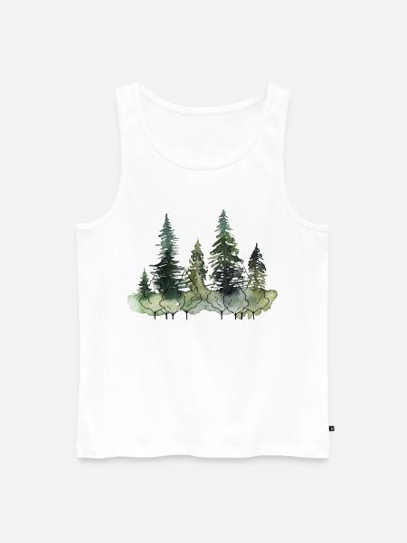 Waldwald Wasserfarben Landschaft - Männer Premium Bio Tank Top - Weiß