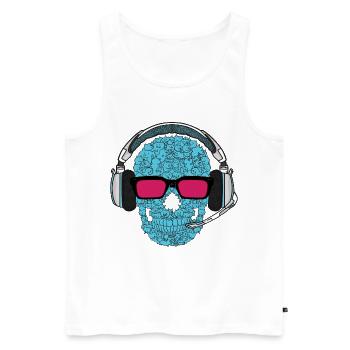 Music Skull - Men's Premium Organic Tank Top - white - Front - Michal (187cm)