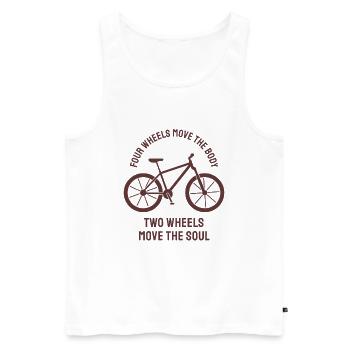 Funny Bike Bicycle Quote Two Wheels Move The Soul - Men's Premium Organic Tank Top - white - Front - AI Model Male 178 light (178cm)