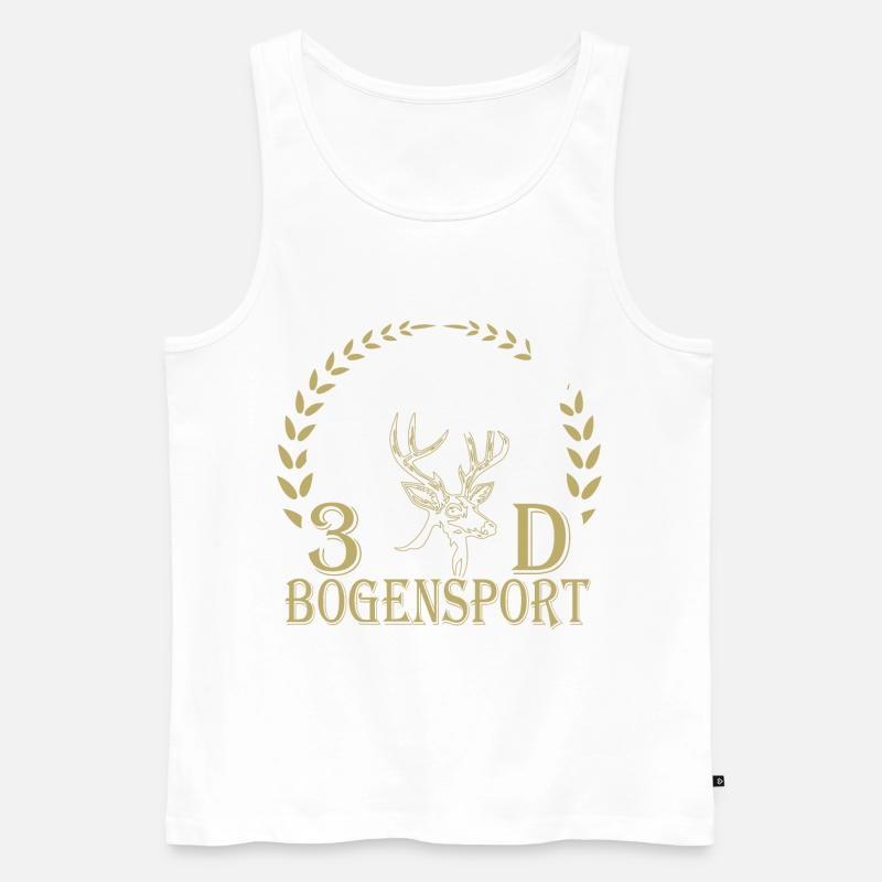 Waldjäger mit Bogen und Geweihmotiv - Männer Premium Bio Tank Top - Weiß