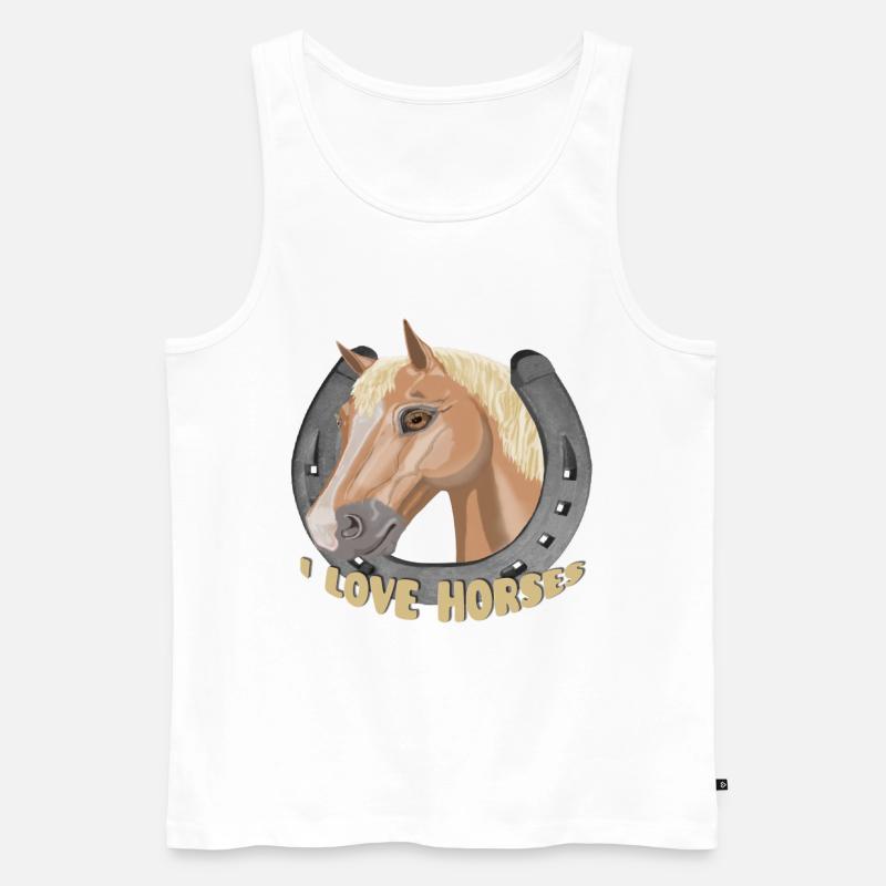 Ich liebe Pferde Pferd Pferd - Männer Premium Bio Tank Top - Weiß