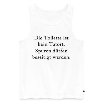 Die Toilette ist kein Tatort lustige Sprüche - Männer Premium Bio Tank Top - Weiß - Vorne - Michal (187cm)