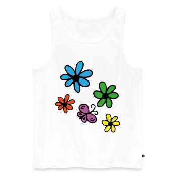 Bunte Blumen und Schmetterling - Männer Premium Bio Tank Top - Weiß - Vorne - Michal (187cm)