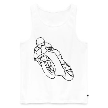 Wheelie à la course de moto - sombre - Débardeur bio Premium Homme - blanc - Devant - Michal (187cm)