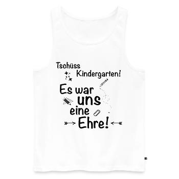 Tschüss Kindergarten... - Männer Premium Bio Tank Top - Weiß - Vorne - Michal (187cm)