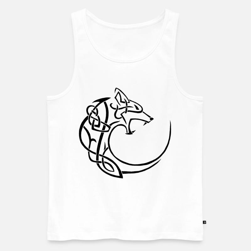schwarzer Mondwolf - Männer Premium Bio Tank Top - Weiß