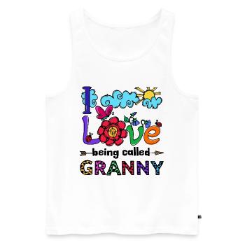 Vieille Femme Grand-mère Grand-mère Déclaration Retraité - Débardeur bio Premium Homme - blanc - Devant - AI Model Male 178 light (178cm)