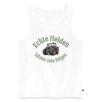 Echte Helden fahren rote Felgen! - Männer Premium Bio Tank Top - Weiß - Vorne - Michal (187cm)
